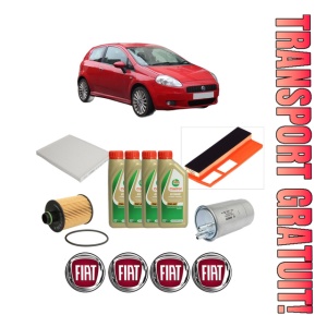 Set Pachet filtre revizie Bosch, 4 litrii ulei Castrol 5W40 FIAT GRANDE PUNTO (199_) 1.3 D Multijet din 2005-2013, 4x Stickere auto cu FIAT
