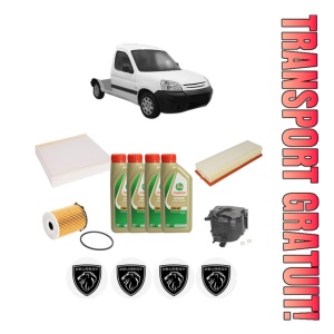 Set Pachet filtre revizie Bosch, 4 litrii ulei Castrol 5W40 PEUGEOT PARTNER Platform/Chassis (5_, G_) 1.6 HDi 75 din 2006-2008, 4x Stickere auto cu PEUGEOT