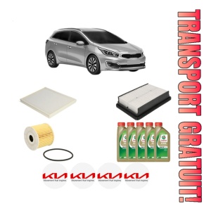 Set Pachet filtre revizie Bosch, 5 litrii ulei Castrol 0W20 KIA CEED Combi Van (CD) CRDI 136 din 2018, 4x Stickere auto cu KIA