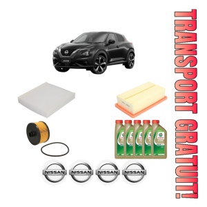 Set Pachet filtre revizie Bosch, 5 litrii ulei Castrol 0W20 NISSAN JUKE (F16_) DIG-T 117 din 2019, 4x Stickere auto cu NISSAN