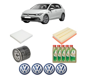 Set Pachet filtre revizie Bosch, 5 litrii ulei Castrol 0W20 Volkswagen GOLF VIII (CD1, DA1) 1.5 eTSI din 2019, 4x Stickere auto cu Volkswagen - Img 2