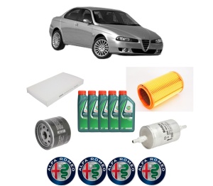 Set Pachet filtre revizie Bosch, 5 litrii ulei Castrol 10W40 ALFA ROMEO 156 (932_) 2.0 16V T.SPARK (932A21__) din 2000-2002, 4x Stickere auto cu ALFA ROMEO - Img 2