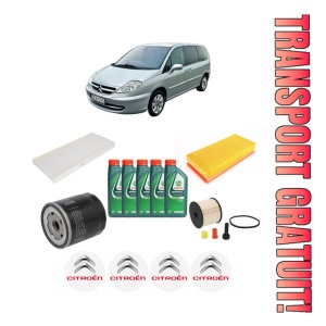 Set Pachet filtre revizie Bosch, 5 litrii ulei Castrol 10W40 CITROEN C8 Van (EA_, EB_) HDi 110 (EBRHTB) din 2003-2009, 4x Stickere auto cu CITROEN