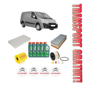 Set Pachet filtre revizie Bosch, 5 litrii ulei Castrol 10W40 CITROEN JUMPY II Van 2.0 HDi 140 din 2007-2016, 4x Stickere auto cu CITROEN
