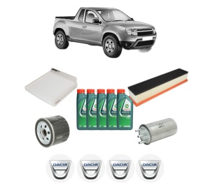 Set Pachet filtre revizie Bosch, 5 litrii ulei Castrol 10W40 DACIA LOGAN Pickup (US_) 1.5 dCi (US0W) din 2008, 4x Stickere auto cu DACIA - Img 2