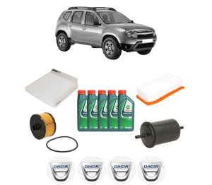 Set Pachet filtre revizie Bosch, 5 litrii ulei Castrol 10W40 DACIA DUSTER (HS_) 1.2 TCe 125 4x4 din 2015-2018, 4x Stickere auto cu DACIA - Img 2