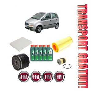 Set Pachet filtre revizie Bosch, 5 litrii ulei Castrol 10W40 FIAT IDEA Van (350_) MJTD (350BXD1A) din 2004-2010, 4x Stickere auto cu FIAT