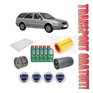 Set Pachet filtre revizie Bosch, 5 litrii ulei Castrol 10W40 LANCIA LYBRA SW (839_) 1.9 JTD (839.BXI1A, 839.BXN1A, 839.CXL1A) din 2001-2005, 4x Stickere auto cu LANCIA