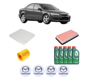 Set Pachet filtre revizie Bosch, 5 litrii ulei Castrol 10W40 MAZDA 6 Saloon (GG) 2.0 (GGEP, GG10) din 2005-2007, 4x Stickere auto cu MAZDA - Img 2