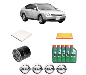 Set Pachet filtre revizie Bosch, 5 litrii ulei Castrol 10W40 NISSAN TEANA I (J31) 3.5 (PJ31) din 2003-2008, 4x Stickere auto cu NISSAN - Img 2