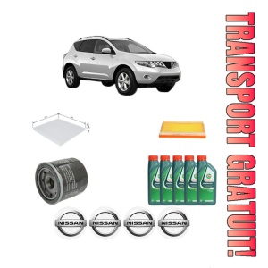 Set Pachet filtre revizie Bosch, 5 litrii ulei Castrol 10W40 NISSAN MURANO II (Z51) 3.5 4x4 din 2008-2010, 4x Stickere auto cu NISSAN