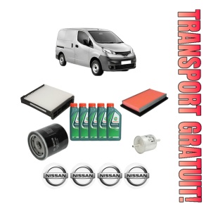 Set Pachet filtre revizie Bosch, 5 litrii ulei Castrol 10W40 NISSAN NV200 Van 1.6 16V (VM20, M20N, M20, M20L, M20M) din 2010, 4x Stickere auto cu NISSAN