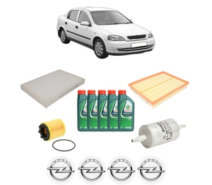 Set Pachet filtre revizie Bosch, 5 litrii ulei Castrol 10W40 OPEL ASTRA G Saloon (T98) 2.2 16V (F69) din 2001-2005, 4x Stickere auto cu OPEL - Img 2