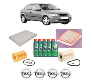 Set Pachet filtre revizie Bosch, 5 litrii ulei Castrol 10W40 OPEL ASTRA G Hatchback (T98) 1.7 CDTI (F08, F48) din 2003-2005, 4x Stickere auto cu OPEL - Img 2