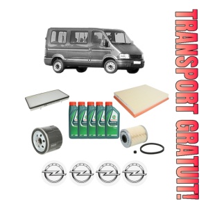 Set Pachet filtre revizie Bosch, 5 litrii ulei Castrol 10W40 OPEL MOVANO A Bus (X70) 1.9 DTI (JD) din 2001, 4x Stickere auto cu OPEL