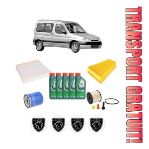 Set Pachet filtre revizie Bosch, 5 litrii ulei Castrol 10W40 PEUGEOT PARTNER MPV (5_, G_) 2.0 HDI din 2000-2008, 4x Stickere auto cu PEUGEOT