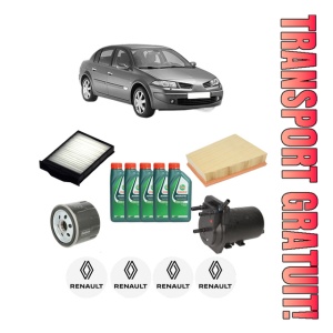 Set Pachet filtre revizie Bosch, 5 litrii ulei Castrol 10W40 RENAULT MEGANE II Saloon (LM0/1_) 1.5 dCi (LM02, LM13, LM2A) din 2004-2010, 4x Stickere auto cu RENAULT