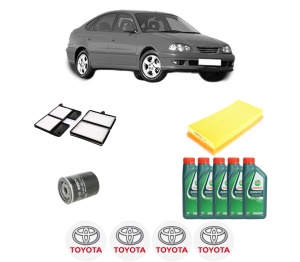 Set Pachet filtre revizie Bosch, 5 litrii ulei Castrol 10W40 TOYOTA AVENSIS Liftback (_T22_) 2.0 VVT-i (AZT220_, AZT220R) din 2000-2003, 4x Stickere auto cu TOYOTA - Img 2