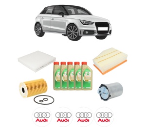Set Pachet filtre revizie Bosch, 5 litrii ulei Castrol 5W30 AUDI A1 Sportback (8XA, 8XF) 2.0 TDI din 2012-2015, 4x Stickere auto cu AUDI - Img 2
