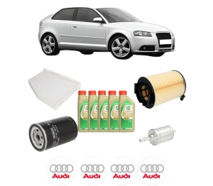Set Pachet filtre revizie Bosch, 5 litrii ulei Castrol 5W30 AUDI A3 (8P1) 1.6 E-Power din 2011-2012, 4x Stickere auto cu AUDI - Img 2