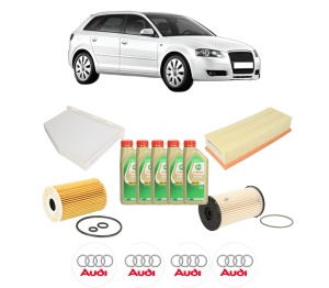 Set Pachet filtre revizie Bosch, 5 litrii ulei Castrol 5W30 AUDI A3 Sportback (8PA) 1.6 TDI din 2009-2013, 4x Stickere auto cu AUDI - Img 2