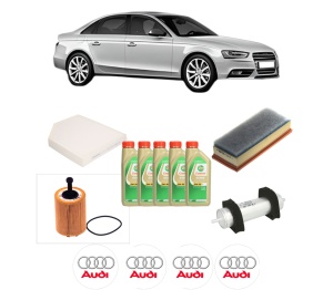 Set Pachet filtre revizie Bosch, 5 litrii ulei Castrol 5W30 AUDI A4 B8 (8K2) 2.0 TDI din 2008-2015, 4x Stickere auto cu AUDI - Img 2