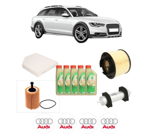 Set Pachet filtre revizie Bosch, 5 litrii ulei Castrol 5W30 AUDI A4 Allroad B8 (8KH) 2.0 TDI quattro din 2009-2016, 4x Stickere auto cu AUDI - Img 2
