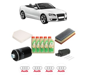 Set Pachet filtre revizie Bosch, 5 litrii ulei Castrol 5W30 AUDI A5 Convertible (8F7) 2.0 TFSI din 2009-2014, 4x Stickere auto cu AUDI - Img 2