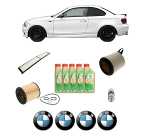Set Pachet filtre revizie Bosch, 5 litrii ulei Castrol 5W30 BMW Seria 1 Coupe (E82) 120 i din 2009-2013, 4x Stickere auto cu BMW - Img 2