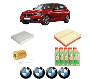 Set Pachet filtre revizie Bosch, 5 litrii ulei Castrol 5W30 BMW Seria 1 (F20) 114 i din 2012-2015, 4x Stickere auto cu BMW - Img 2