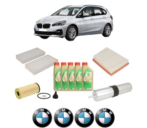 Set Pachet filtre revizie Bosch, 5 litrii ulei Castrol 5W30 BMW Seria 2 Active Tourer (F45) 214 d din 2014-2018, 4x Stickere auto cu BMW - Img 2