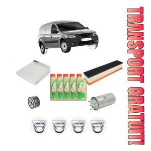Set Pachet filtre revizie Bosch, 5 litrii ulei Castrol 5W30 DACIA LOGAN EXPRESS (FS_) 1.5 dCi (FS0Y, FS00, FS0J) din 2007-2012, 4x Stickere auto cu DACIA