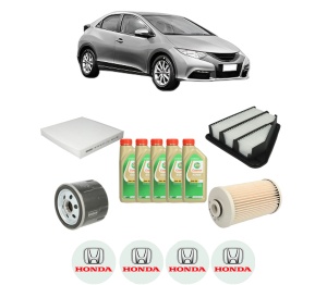 Set Pachet filtre revizie Bosch, 5 litrii ulei Castrol 5W30 HONDA CIVIC IX (FK) 1.6 i-DTEC (FK3) din 2013-2016, 4x Stickere auto cu HONDA - Img 2