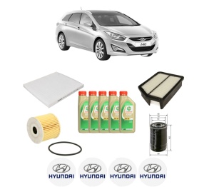 Set Pachet filtre revizie Bosch, 5 litrii ulei Castrol 5W30 HYUNDAI i40 I CW (VF) 1.6 CRDi din 2018-2019, 4x Stickere auto cu HYUNDAI - Img 2