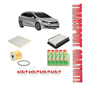 Set Pachet filtre revizie Bosch, 5 litrii ulei Castrol 5W30 KIA CEED Sportswagon (CD) 1.6 CRDi 136 din 2018, 4x Stickere auto cu KIA