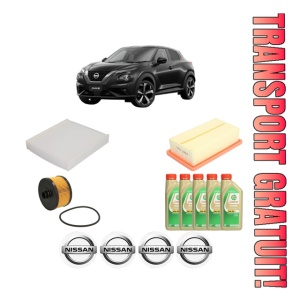 Set Pachet filtre revizie Bosch, 5 litrii ulei Castrol 5W30 NISSAN JUKE (F16_) DIG-T 117 din 2019, 4x Stickere auto cu NISSAN