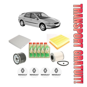 Set Pachet filtre revizie Bosch, 5 litrii ulei Castrol 5W30 RENAULT LAGUNA II (BG0/1_) 1.9 dCi (BG1A, BG1W, BG0G) din 2005-2007, 4x Stickere auto cu RENAULT