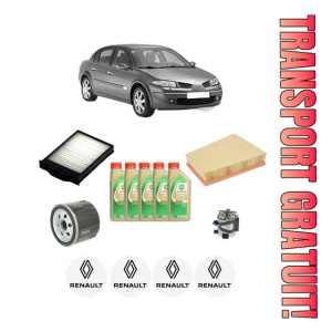 Set Pachet filtre revizie Bosch, 5 litrii ulei Castrol 5W30 RENAULT MEGANE II Saloon (LM0/1_) 1.5 dCi (LM1F) din 2005-2010, 4x Stickere auto cu RENAULT - Img 1