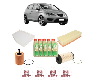 Set Pachet filtre revizie Bosch, 5 litrii ulei Castrol 5W30 SEAT ALTEA (5P1) 2.0 TDI 16V din 2004-2015, 4x Stickere auto cu SEAT - Img 2