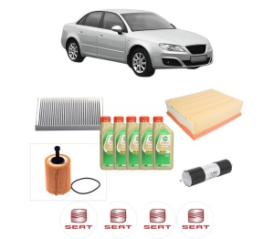 Set Pachet filtre revizie Bosch, 5 litrii ulei Castrol 5W30 SEAT EXEO (3R2) 2.0 TDI din 2009-2013, 4x Stickere auto cu SEAT - Img 2