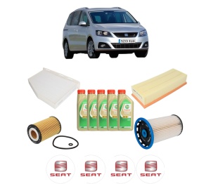Set Pachet filtre revizie Bosch, 5 litrii ulei Castrol 5W30 SEAT ALHAMBRA VAN (711) TDI din 2015-2018, 4x Stickere auto cu SEAT - Img 2