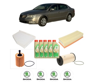 Set Pachet filtre revizie Bosch, 5 litrii ulei Castrol 5W30 SKODA SUPERB II Estate (3T5) 2.0 TDI din 2009-2015, 4x Stickere auto cu SKODA - Img 2