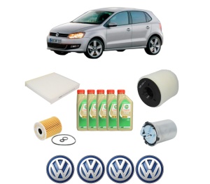 Set Pachet filtre revizie Bosch, 5 litrii ulei Castrol 5W30 Volkswagen POLO Van V (6R1, 6C1) 1.2 TDi BlueMotion din 2009-2014, 4x Stickere auto cu Volkswagen - Img 2