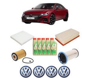 Set Pachet filtre revizie Bosch, 5 litrii ulei Castrol 5W30 Volkswagen ARTEON (3H7, 3H8) 2.0 TDI din 2017-2020, 4x Stickere auto cu Volkswagen - Img 2