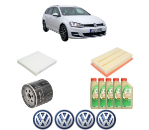 Set Pachet filtre revizie Bosch, 5 litrii ulei Castrol 5W30 Volkswagen GOLF VII Variant (BA5, BV5) 1.5 TGI din 2018-2020, 4x Stickere auto cu Volkswagen - Img 2