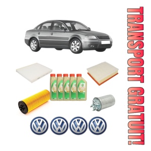 Set Pachet filtre revizie Bosch, 5 litrii ulei Castrol 5W30 Volkswagen PASSAT B5.5 (3B3) 2.5 TDI 4motion din 2003-2005, 4x Stickere auto cu Volkswagen