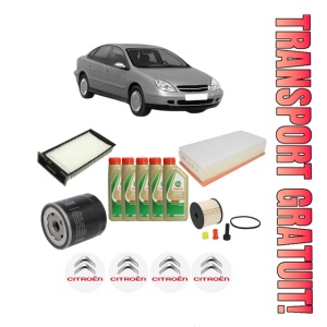 Set Pachet filtre revizie Bosch, 5 litrii ulei Castrol 5W40 CITROEN C5 I (DC_) 2.2 HDi (DC4HXB, DC4HXE) din 2001-2004, 4x Stickere auto cu CITROEN