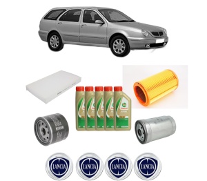 Set Pachet filtre revizie Bosch, 5 litrii ulei Castrol 5W40 LANCIA LYBRA SW (839_) 1.9 JTD (839BXI1A) din 2000-2001, 4x Stickere auto cu LANCIA - Img 2