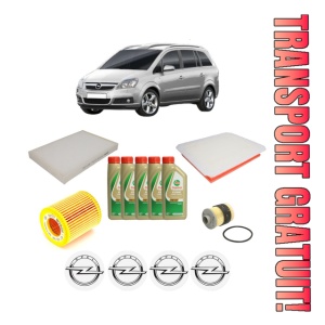 Set Pachet filtre revizie Bosch, 5 litrii ulei Castrol 5W40 OPEL ZAFIRA / ZAFIRA FAMILY B (A05) 1.9 CDTI (M75) din 2005-2015, 4x Stickere auto cu OPEL
