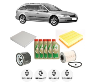 Set Pachet filtre revizie Bosch, 5 litrii ulei Castrol 5W40 RENAULT LAGUNA II Grandtour (KG0/1_) 1.9 dCi din 2003-2007, 4x Stickere auto cu RENAULT - Img 2